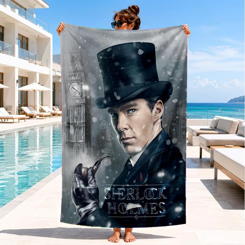 Sherlock Victorian Mystery Beach Towel, Microfiber Beach Towel, Perfect For Pool, Beach, Travel, Home Decor Beach Party Fan Gifts