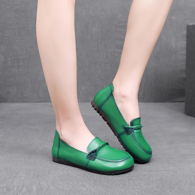 GKTINOO Women Loafers Spring Genuine Leather Comfort Flat Mother Shoes Slip-On Footwear Female Footwear Zapatos De Mujer