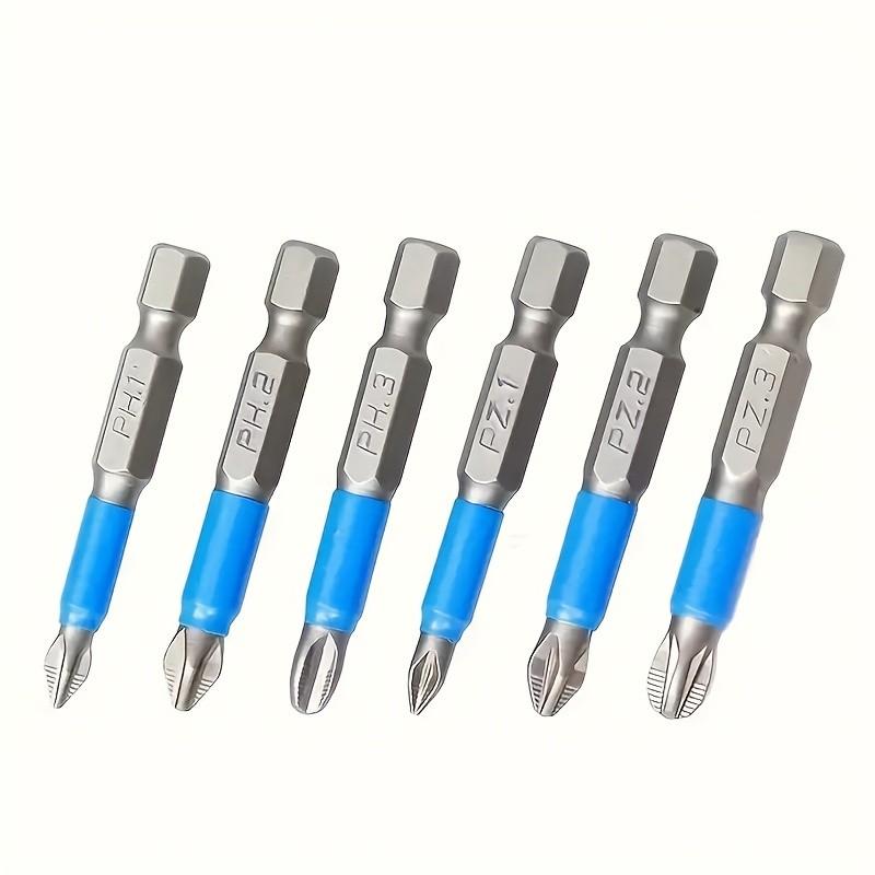

6pcs Magnetic Screwdriver Bit Set - PH/PZ Sizes, 1/4 Hex Shank, Electric/Manual Tool Fit