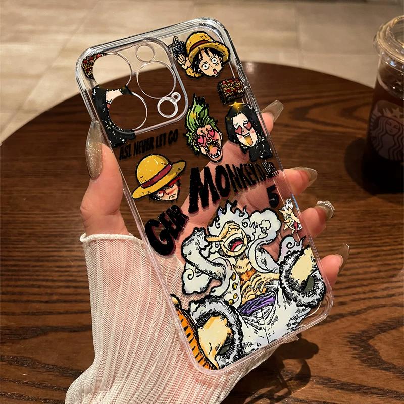 One Piece Luffy Zoro Graffiti Anime TPU Phone Case For IPhone 15 14 13 Pro Max & Samsung Galaxy S24 Ultra, Clear Shockproof Protective Cover