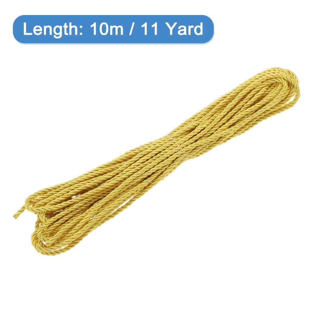 Uxcell 11 Yard 3mm Twisted Cord Trim 3-Ply Twine Braided Rope Shiny Thread String for Craft Gift Bag Curtain Christmas Decor