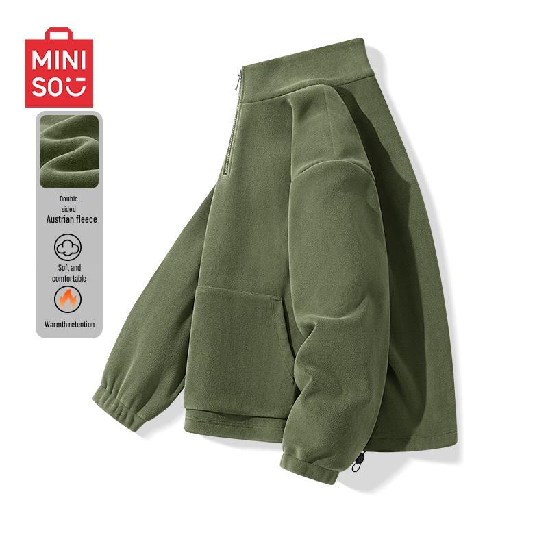 

MINISO Men s Autumn/Winter Fleece Half-Zip Oversized Sweatshirt 3XL