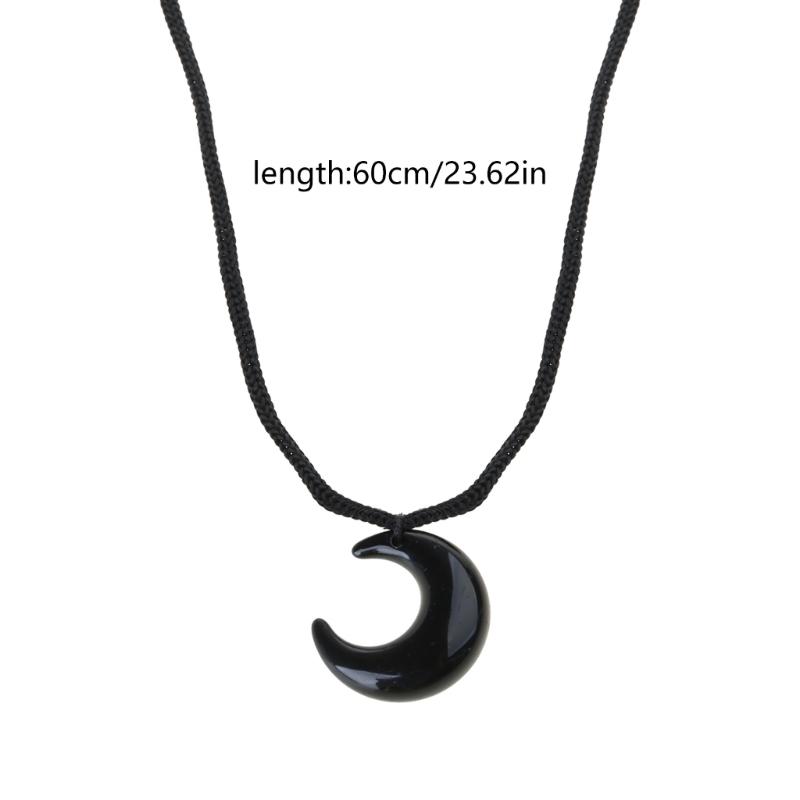 Resin Cat Eye Moon Necklace Black/White Moon Pendant Necklace Jewelry New Chinese Style Simple Clavicle Chain Women Men