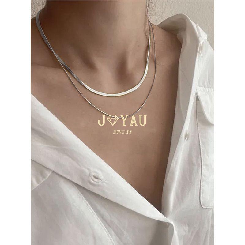 Joyau All-Match Titanium Steel Ailing Same Style Snake Bones Chain Silver Double Layer [One Piece]