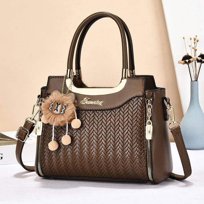 New High-end Large-capacity Light Luxury Handbag Woven Shoulder Bag Messenger Bag Women's Middle-aged Mother Bag
