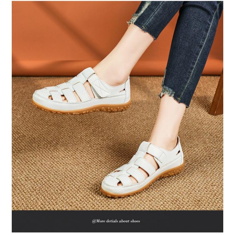 Large Size Sandals Spring Hollow Out Pit Hole Women's Shoes Thick Bottom Waterproof Mom Shoes Flat Bottom Beach Sandals