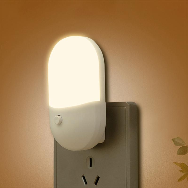 Luz Nocturna LED con Enchufe EU US con Interruptor Dos Colores Luz Enchufable Blanca Luz Cálida para Sala de Estar Dormitorio Mesita de Noche Lámpara de Emergencia