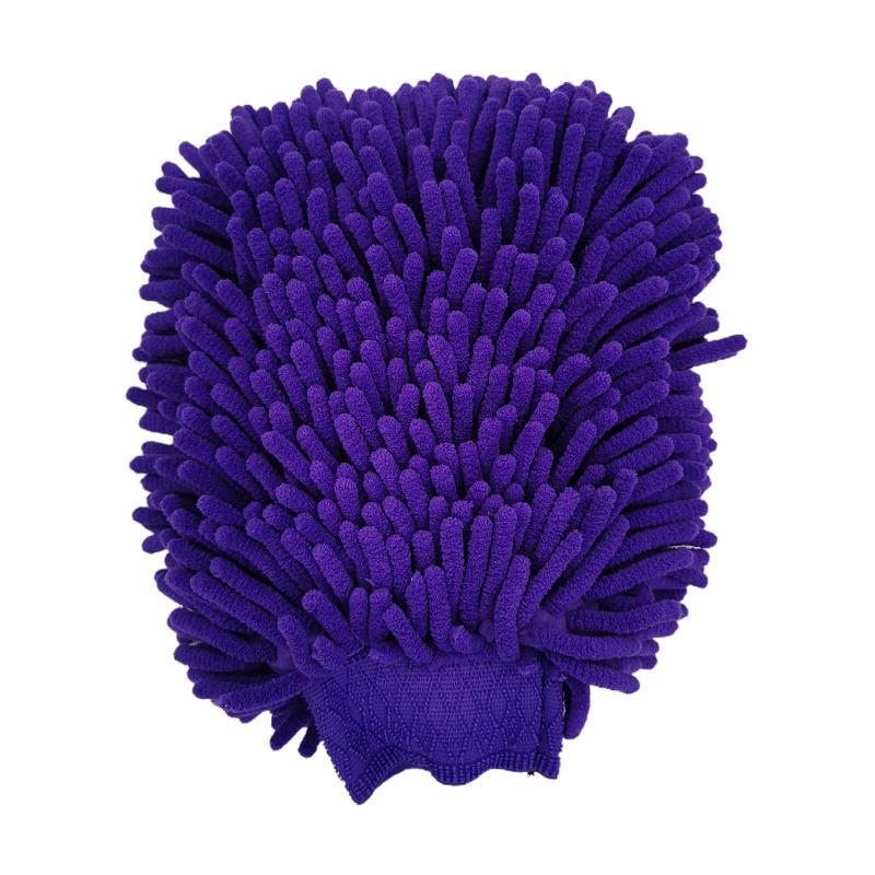 Large Double-Sided Chenille Coral Fleece Car Wash Gloves 25*22CM фиолетовый