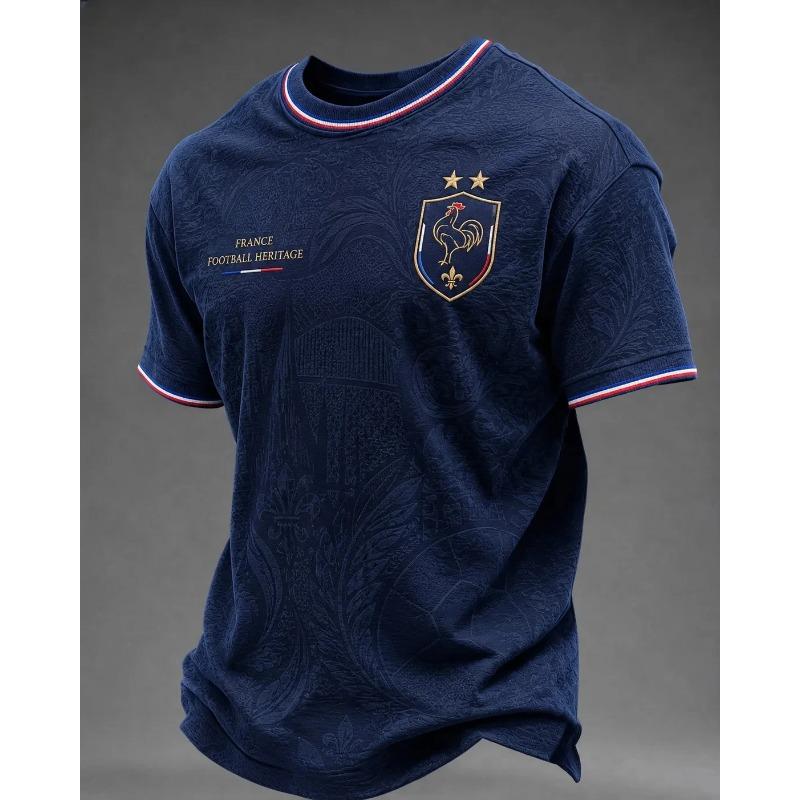 France Style T-Shirt Men Women 3D Print Textured Graphic Top Short Sleeve Casual Streetwear Breathable Quick Dry Summer Wear