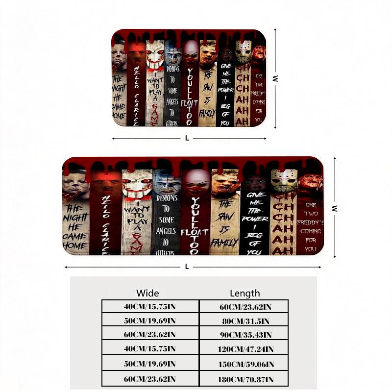 Horror Halloween Flannel Kitchen Mat Christmas Soft Area Rug Non Slip Floor Carpet Home Decoration