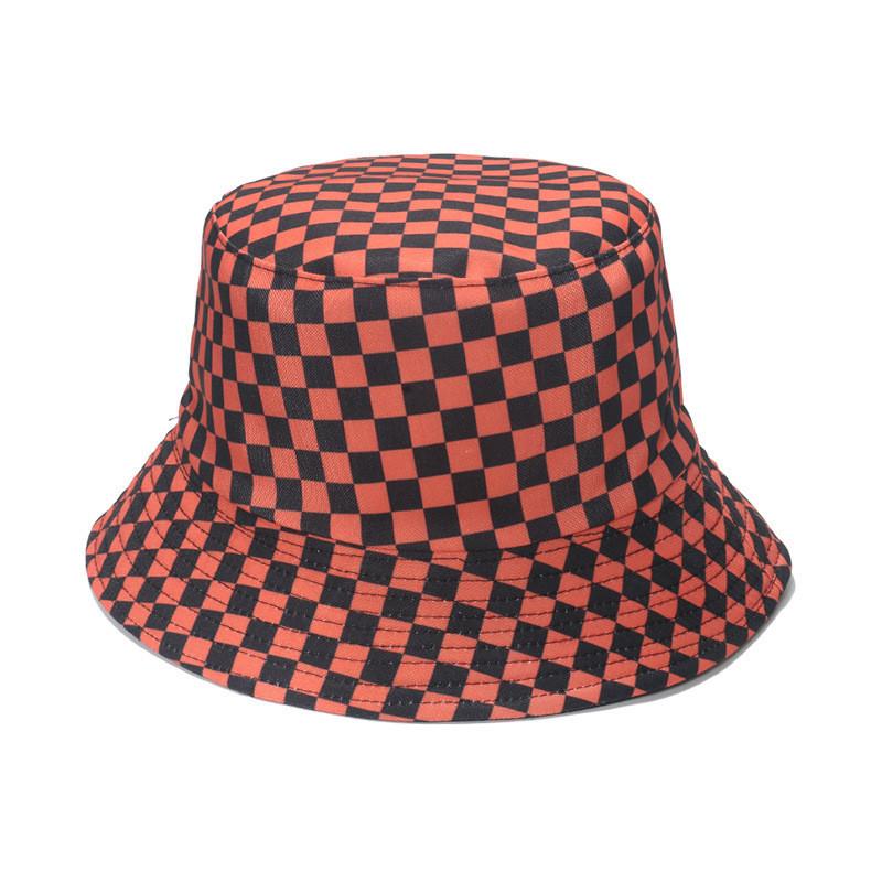 Fashionable Black And White Grid Check Fisherman Cap Sun Protection Bucket Hat