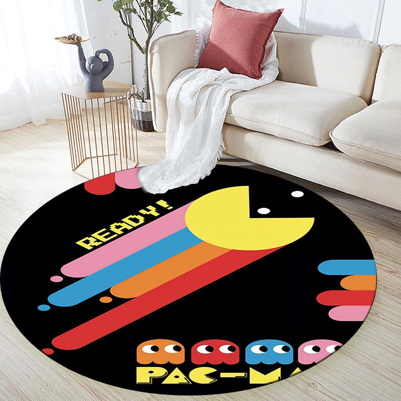 Pac‑Man Poster Pattern Round rug,Carpet Rug for Living Room Bedroom Playroom ,Non-slip Floor Mat,Holiday Gifts and Birthday Gifts.
