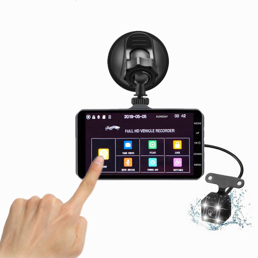 1080P Voice Control Car Rearview Video Dash Cam Recorder Camera 4 In IPS Parking Monitor Loop-Recording Motion Detection