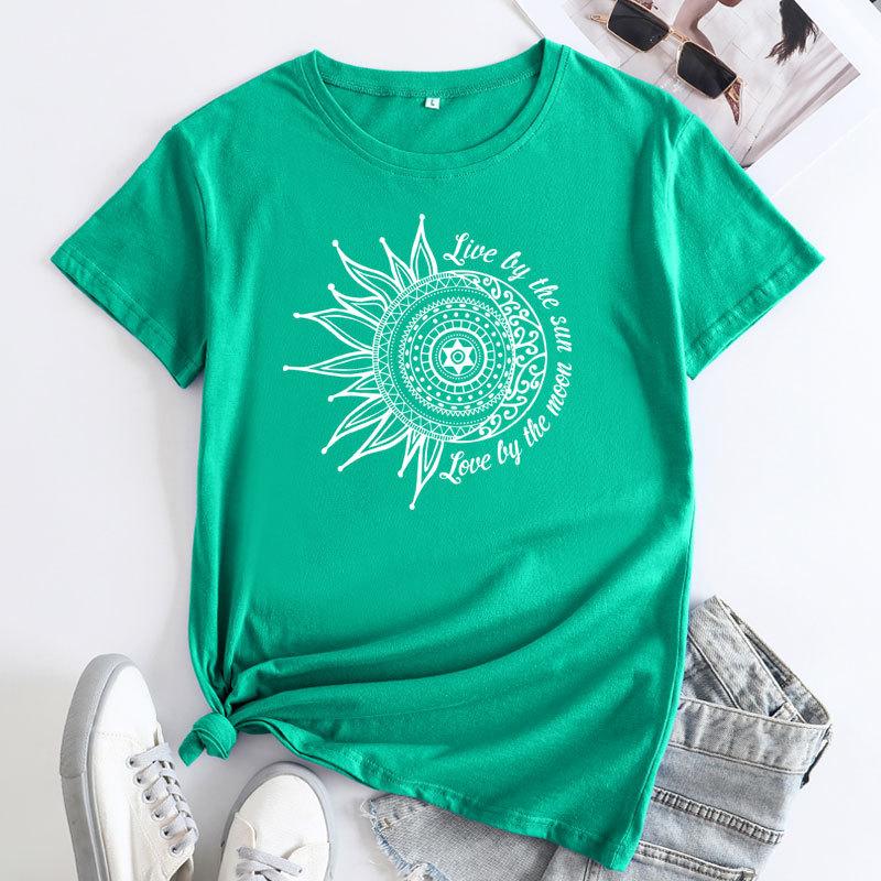 Summer Round Neck Letter Printed Top Fashionable Casual Short Sleeved Women's Pure Cotton T-shirts