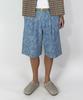 A MADE Ornament Jacquard Single-Pleat Banded Bermuda Shorts (Light Blue)