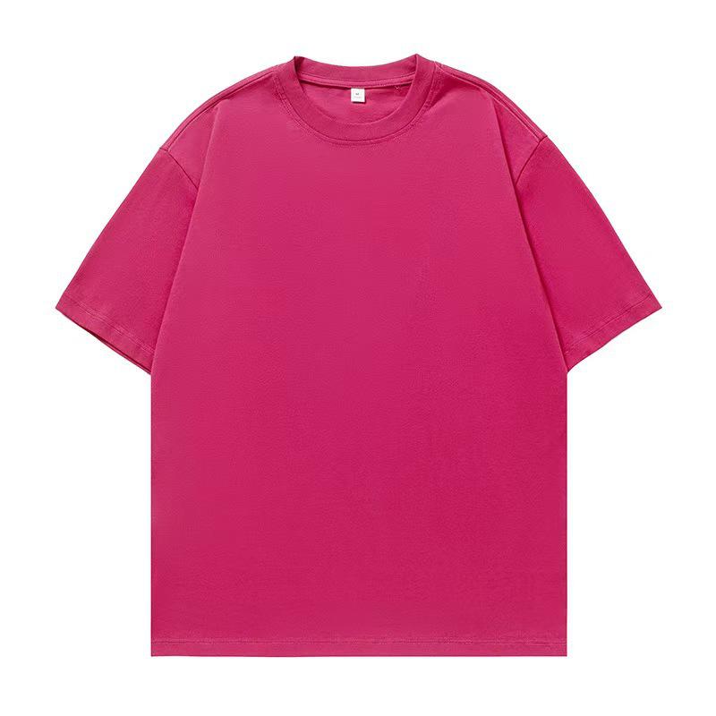 

Unisex Pure Cotton 230G Short Sleeve Basic Loose Fit T-Shirt - Summer Solid Color with Drop Shoulders S