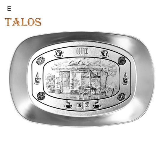 Retro Tinplate Dinner Plate Stainless Steel Serving Tray Round Seasoning Plates Platter Kitchen Gadget for Fruits Desserts Fried Chicken