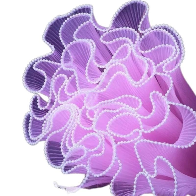 Translucent Pearls Edge Bouquets Wrap Softable Breathable Bouquets Wrap for Weddings and Special Occasion