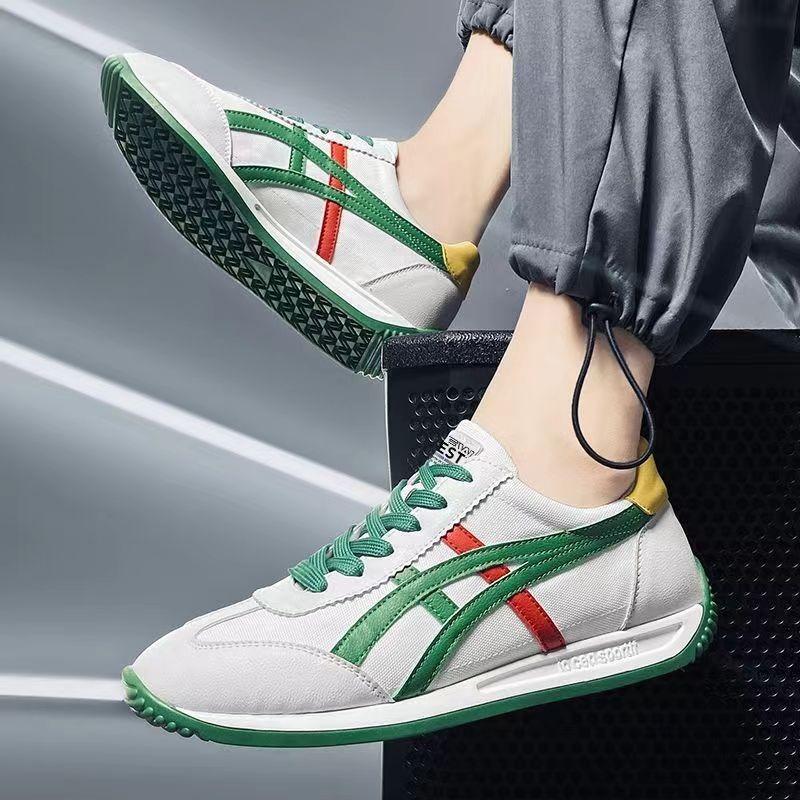 Men's sports shoes trendy fashion color matching Forrest Gump shoes mesh leather splicing light comfortable breathable men's shoes