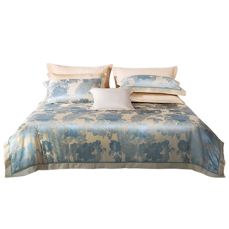Fuanna Jacquard Cotton Bedding Set Flat Sheet Style, Duvet Cover 203x229cm