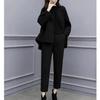 Women's Autumn Winter Woolen Two Piece Set Coat Cucumber Pants Casual Fashionable