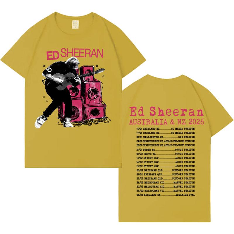 2026 Australian Punk Music Tour Ed Sheeran Double Sided Print Trendy Tshirts Hipster Mens Womens Cotton Crewneck Loose T Shirts
