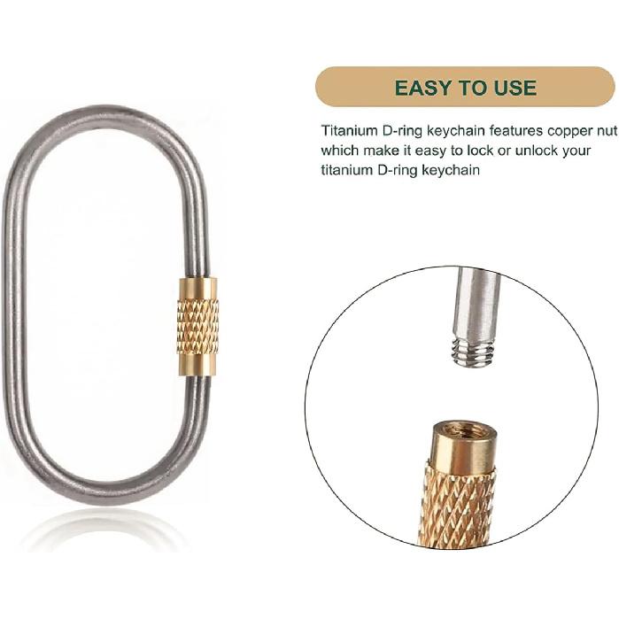 JOGOAUTO Titanium Carabiner Clips with Titanium Key Rings,Key Chains for car Keys, Small Locking carabiners Clips Mini,Quick Release Keychain,J451