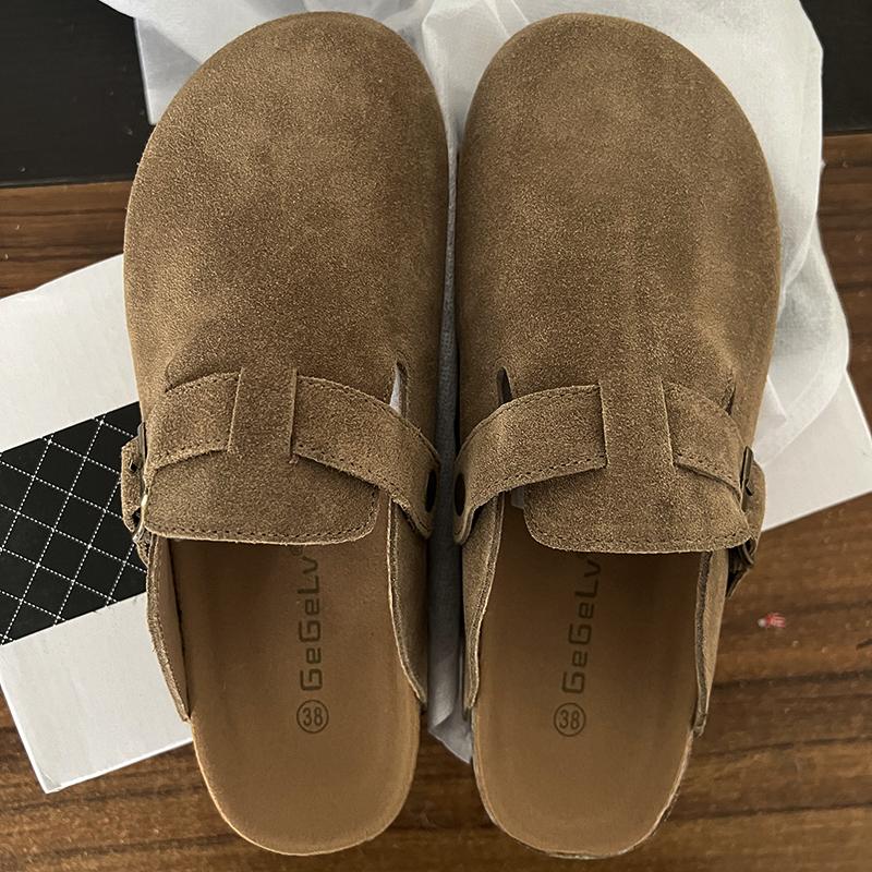 

2024 женские сандалии с закрытым носком из коровьей замши, сандалии-сабо для женщин и девочек в стиле ретро, бежевые садовые сандалии-сабо 39 оливковое зеленый