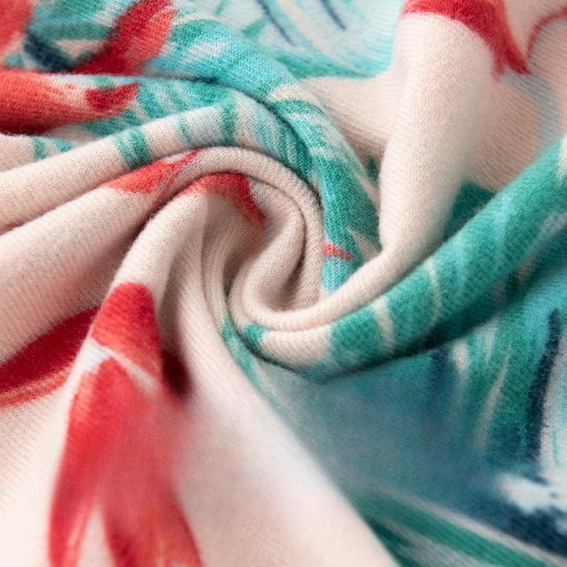 New Green Leaf Print Imitation Cashmere Print High end Shawl Scarf Imitation Cashmere Scarf