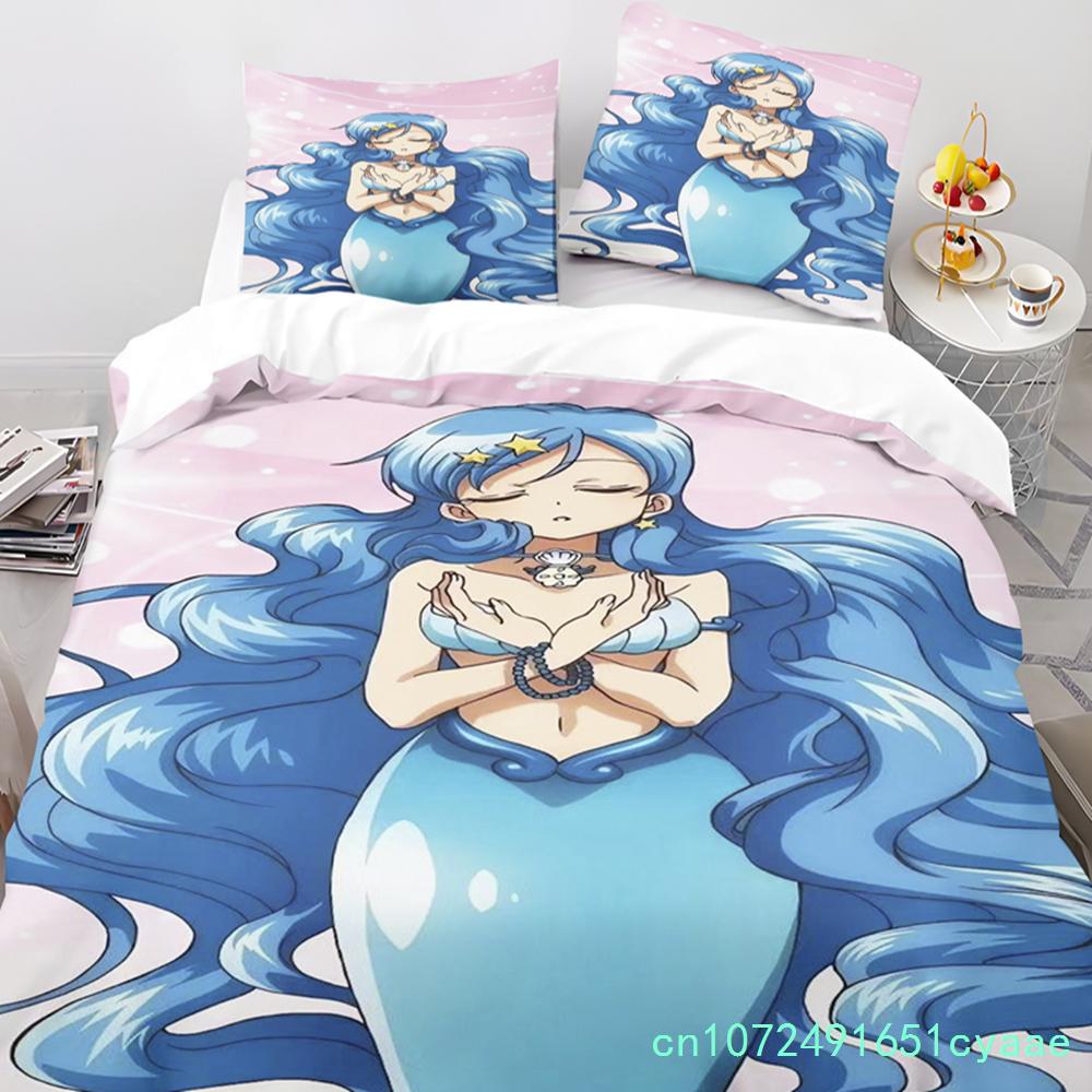 Cartoon Mermaid Melody Duvet Cover And Pillowcase Set For Adults And Children Bedroom Decoration Single Double Large Size