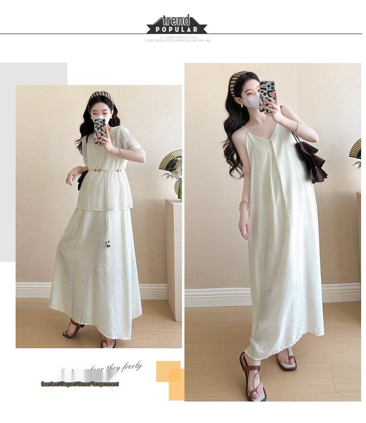 Elegant Maternity Two-Piece: Blouse Top & Camisole Dress - Summer Style 2026