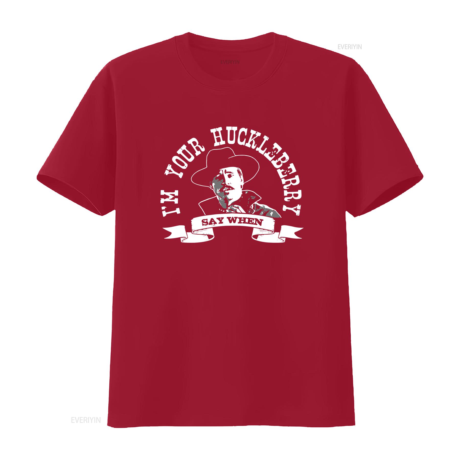 Im Your Huckleberry Say When Classic Western Parody T shirt vintage Washed Stylish Soft graphic homme streetwear fashion S