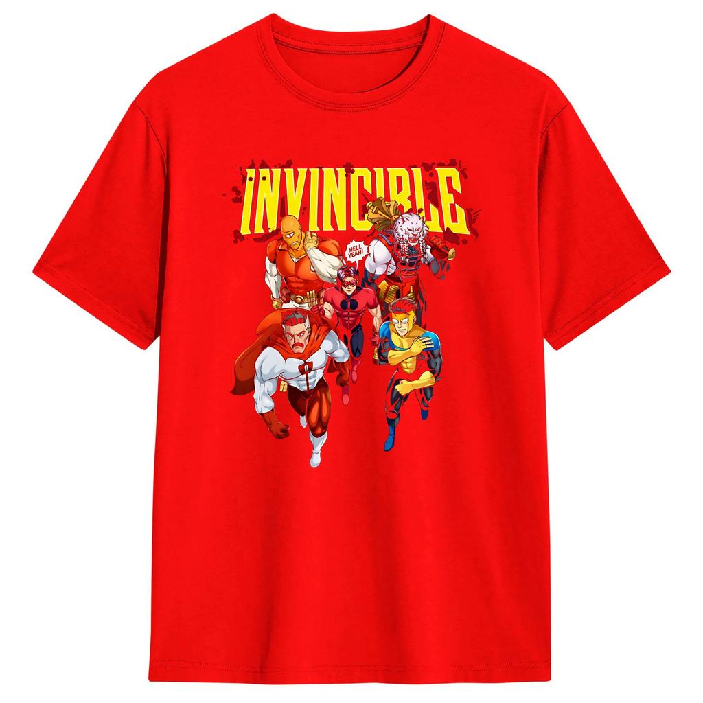 Vintage T-Shirt Summer Invincible Comic Hip Hop T Shirts  Cotton Tee Shirt for Men Y2K Basic Short Sleeve Tops