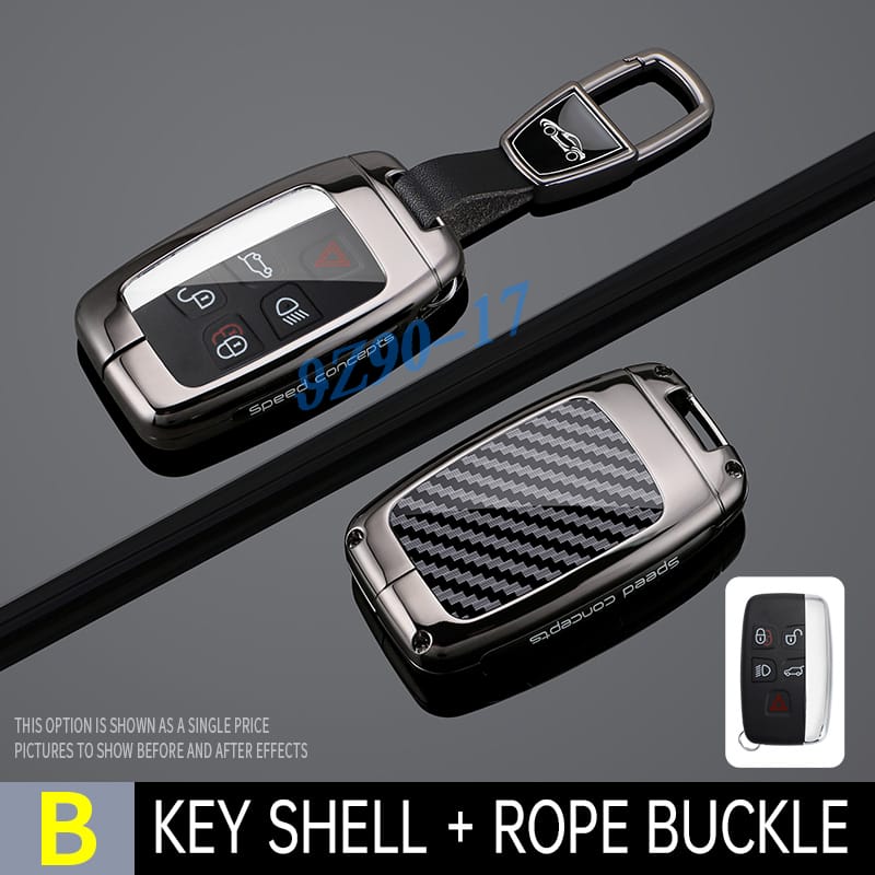 Metal Carbon Fiber Car Key Fob Case Cover Keychain For Land Range Rover Sport Evoque Velar Discovery 4 Lr4 Jaguar Xe Xf Xj