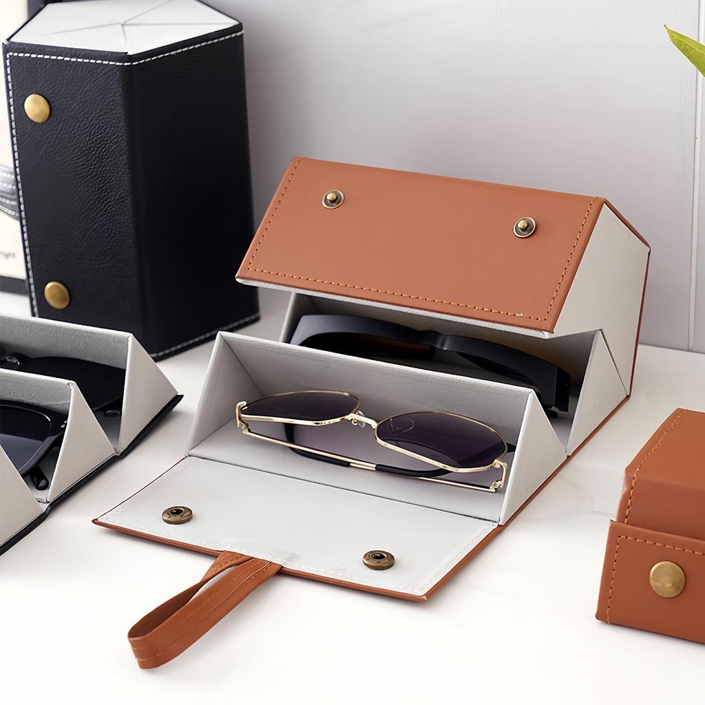Portable Glasses Sunglasses Multi Grid Folding Travel Portable Storage Box