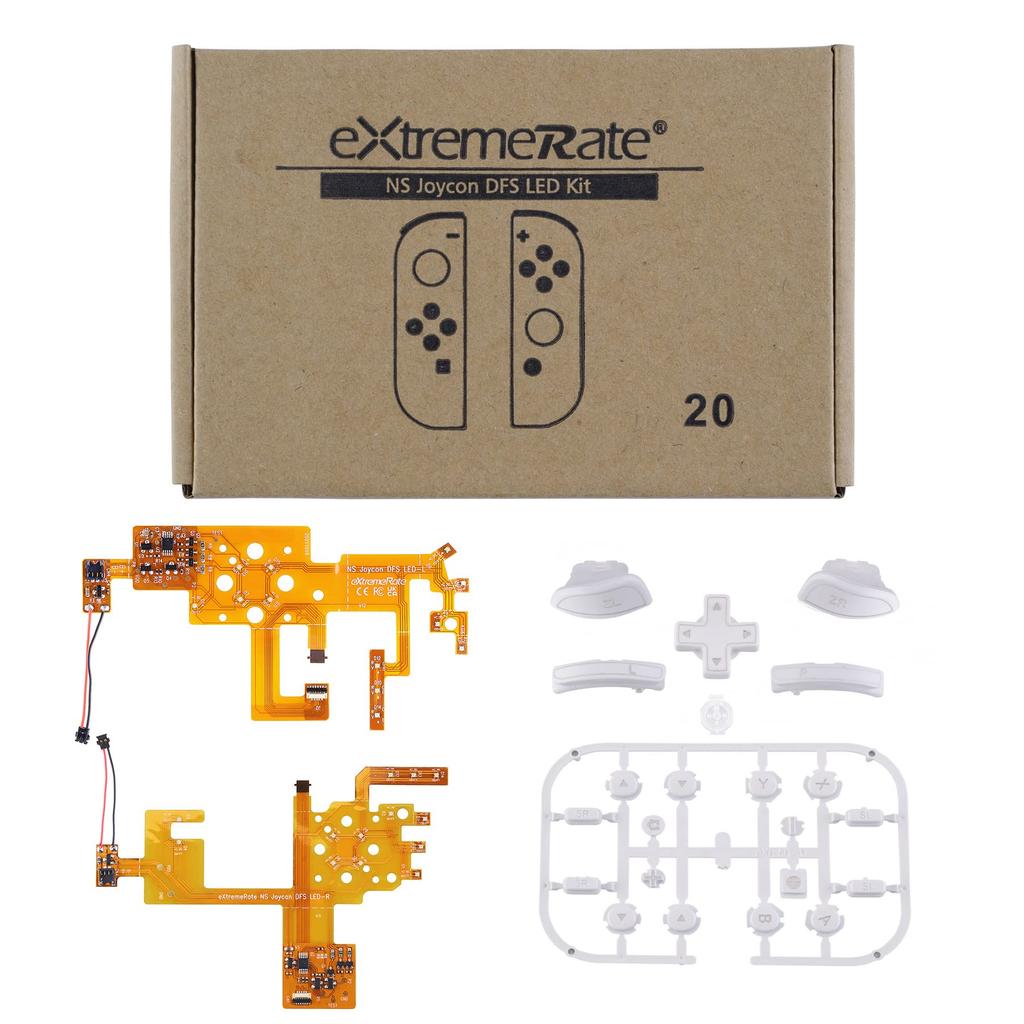 eXtremeRate Switch DFS LED 7 Colors and 9 Multicolor Illuminated ABXY Trigger Face Buttons for Switch OLED and Console Not Joy-Con Kit, Modes, &