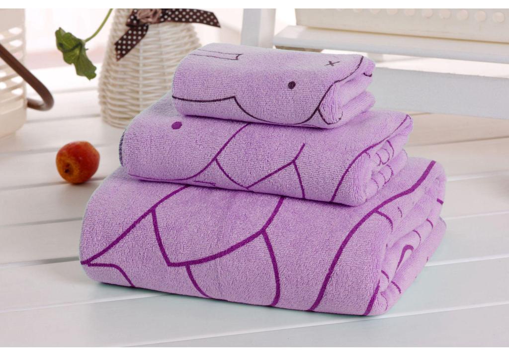 Cartoon Bath Towel Set: Absorbent, Large, 3-Piece Gift Box for Women