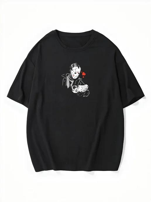Oversized T-shirt with Halloween print S