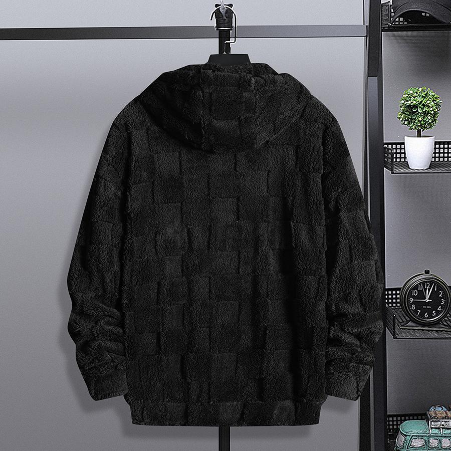 Winter Sweater, Men s Hooded Sweatshirt, Arctic Fleece Fleece Fleece Jacket, Autumn and Winter Coat, Casual Fleece Sweatshirt S чёрный