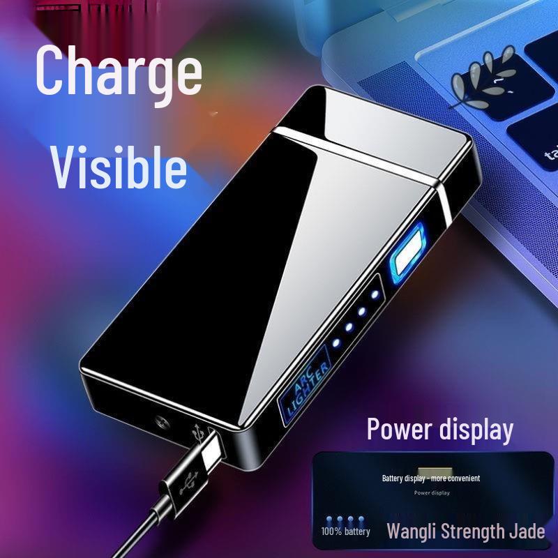 High-Power Windproof Rechargeable Men's Flip Lighter - Black Technology Design