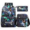 Football Star Print Youth Primary And Secondary School Students Schoolbag Three-Piece Set Men'S And Women'S Backpack