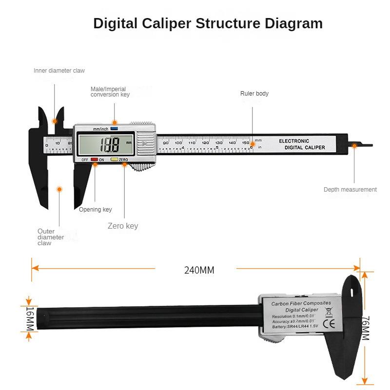 Șubler Vernier Digital 0-150mm Riglă Micrometru Electronic Instrument de Măsurare a Adâncimii Ecartament Instrument 6 Inch