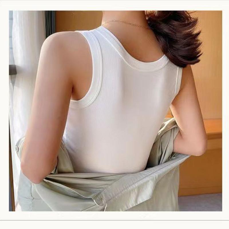 One Piece Bra Sexy Sleeveless Vest Women's Outerwear Underwear Summer Spicy Girls Pure Desire Short and Unique Round Neck Top