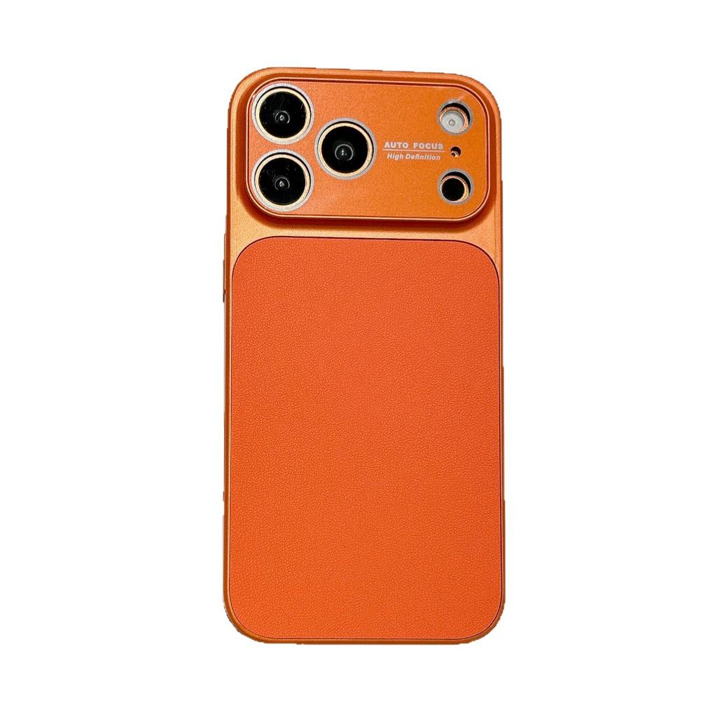 17-Fenster Handyhülle mit Lederstruktur für iPhone 17 Pro Max - Apple 16 Matt, Orange