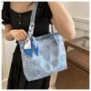 Embroidered large bag for women 2024 spring and summer new forest style small fresh tote bag canvas embroidered ribbon shoulder bag