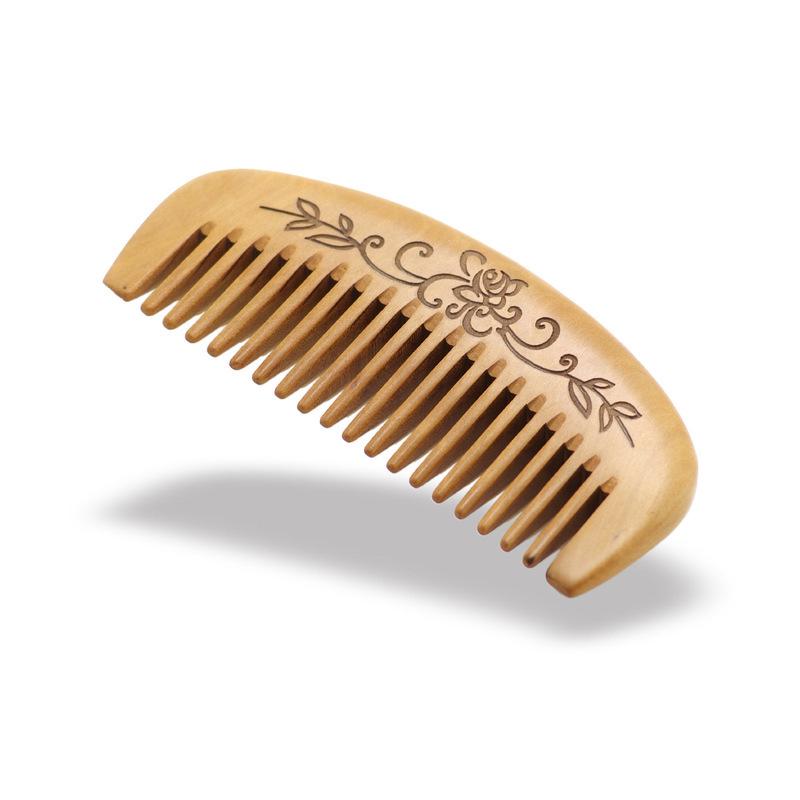 Camphor Wood Hair Comb - Solid Carved Design, Portable for Men & Women, Smooth Massage for Scalp, Free Engraving Available.