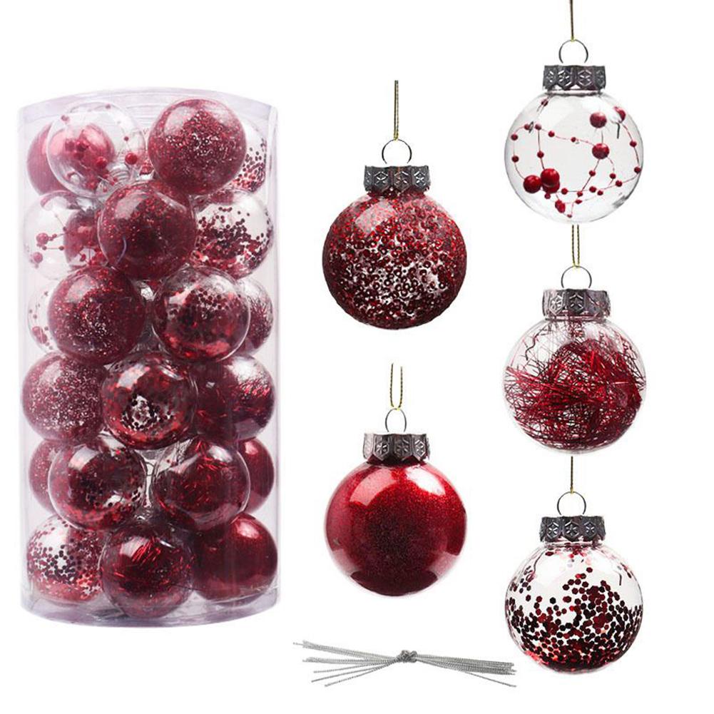 Festive Xmas Tree Hanging Ornaments Glitter Christmas Balls Baubles