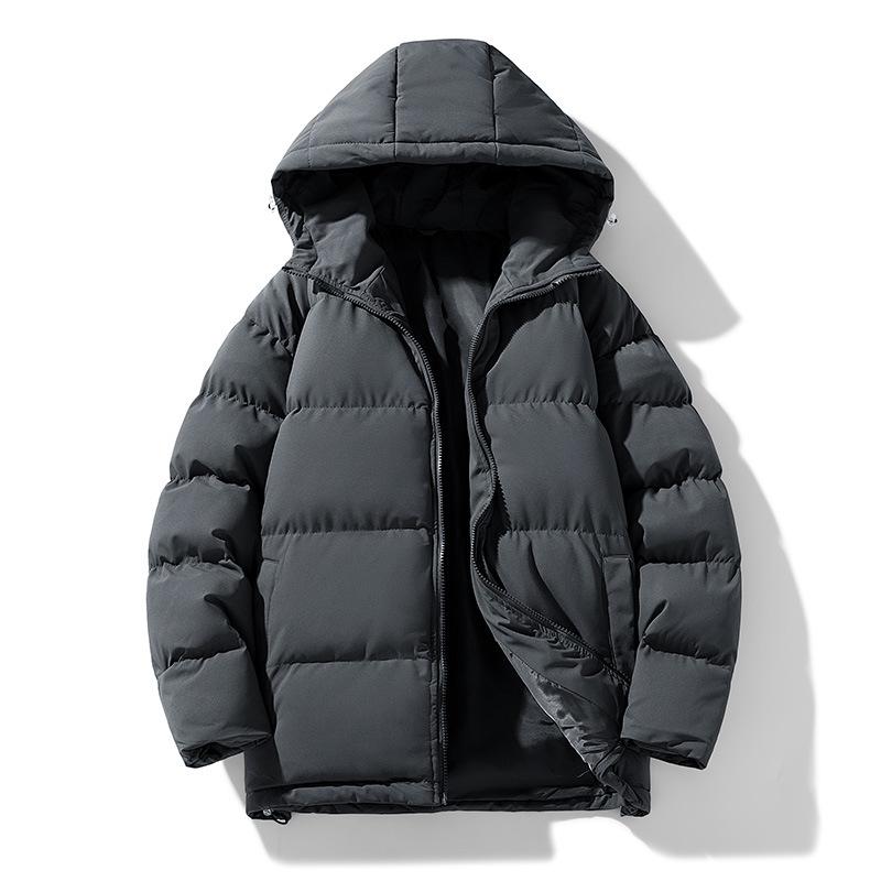 

New Cotton-padded Men s Hooded Bread Coat Cotton-padded Couple Hooded Casual Cotton-padded Youth Tide Brand Solid Color Cotton-padded Coat 3XL