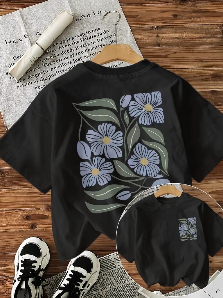 Flower Print Unisex Crew Neck Short Sleeve Unisexs Graphic TShirt Stylish Comfortable Casual Unisex Top Trendy T Shirt Unisex