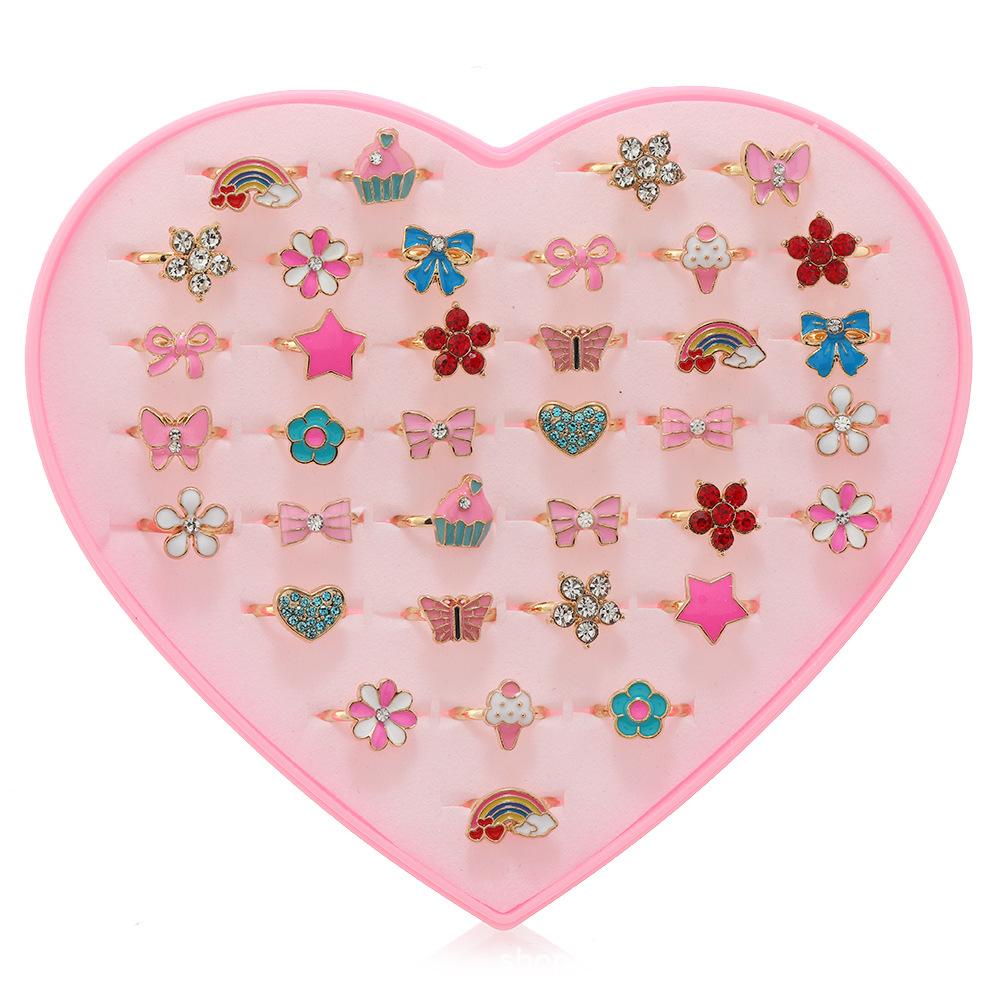 36 Buc inel de desene animate pentru copii Inel Prințesă Fete Clip de prindere drăguț decor de mână (cu cutie)